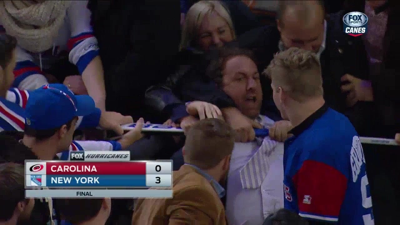 These fans fight over a hockey stick