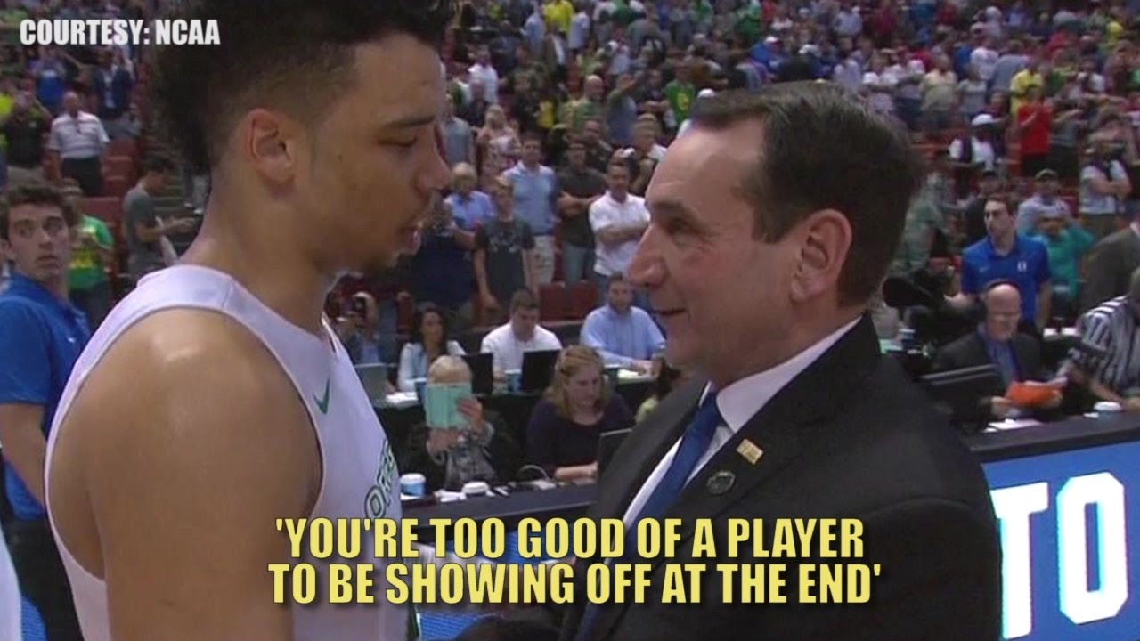 Did Coach K lecture Dillon Brooks after Oregon’s win over Duke?