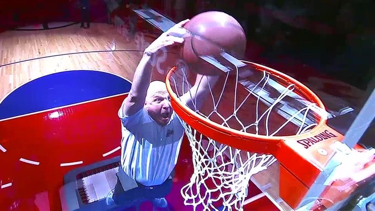 Steve Ballmer dunks ball off trampoline