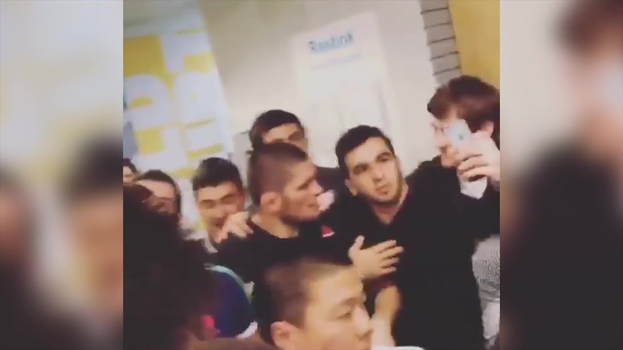 Khabib Nurmagomedov mobbed by fans in Moscow