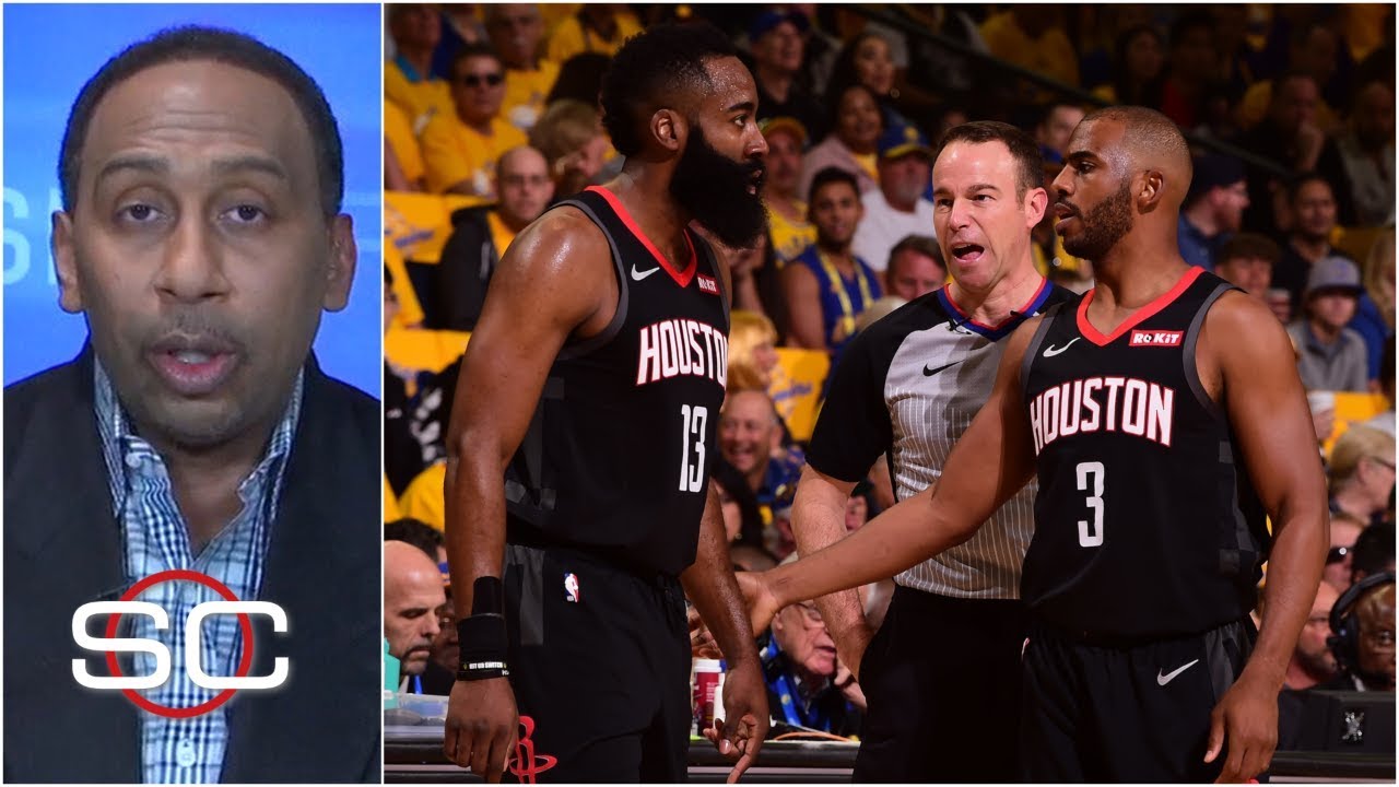 Stephen A. reacts to officiating in Warriors’ Game 1 win vs. Rockets