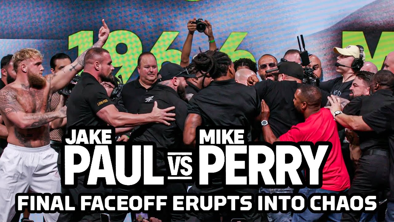 Jake Paul vs. Mike Perry Final Faceoff Erupts Into Near Brawl | Paul vs. Perry